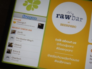 My Foursquare name on a big screen at Foodparc